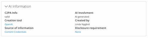 Screenshot of an AI Information Property Set