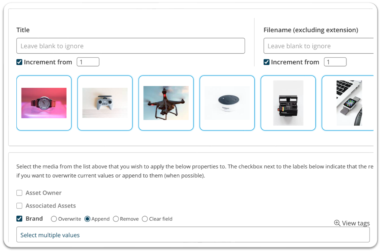 How to edit metadata for multiple assets